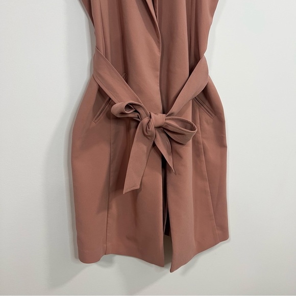 Tan Sleeveless Blazer Vest Dress Bested Small Size Muted Rose Hue Modern Layer - Picture 5 of 10